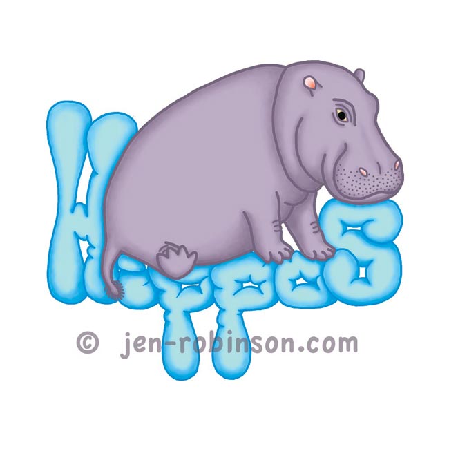 blue squashy hippo tee-shirt design for Redbubble