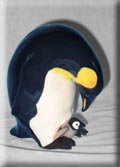 emperor penguin and chick sculpture
