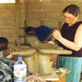 The hands stool I made at the ceramic furniture workshop at Aba House