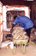 Francis' kiln being loaded