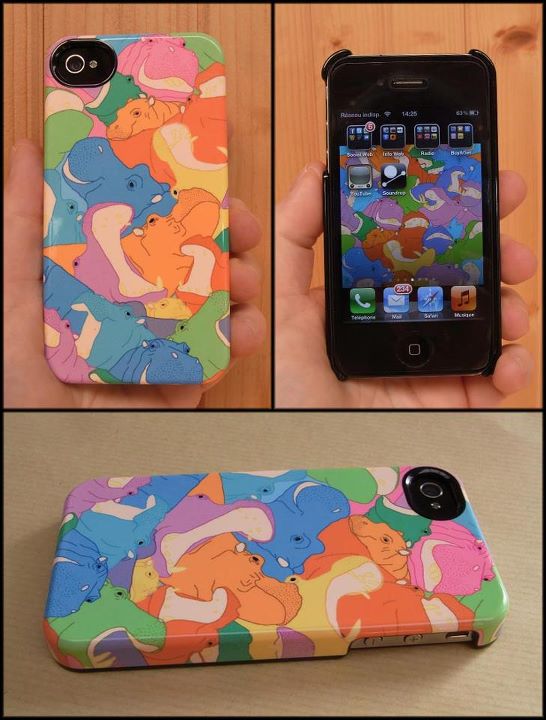 coque d'iPhone dessign hippopotames heureux