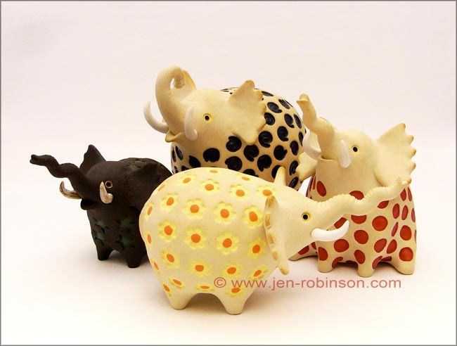 stoneware elephant sculptures