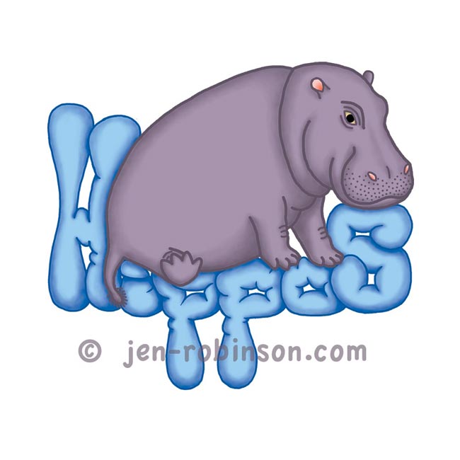 blue squashy hippo design for my hippopottermiss store on redbubble