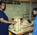 tabouret céramique en forme de bambou