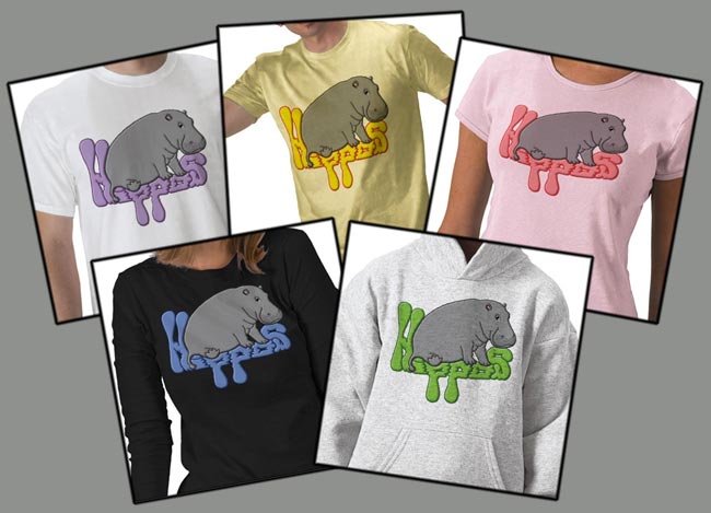 t-shirts hippopotames